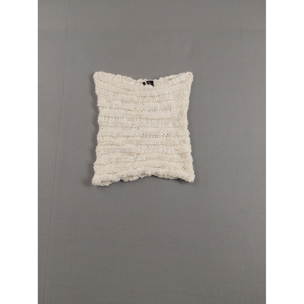 Ann Taylor Women Neck Warmer Cream Embellished Chunky Knit Cozy Fit